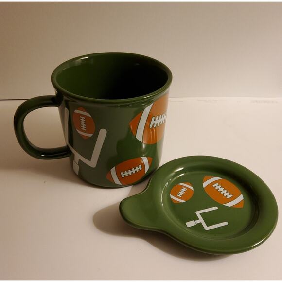 Temp-tations by Tara Football Mug with Lid - 24Oz Stoneware Soup Mug! - Picture 3 of 5